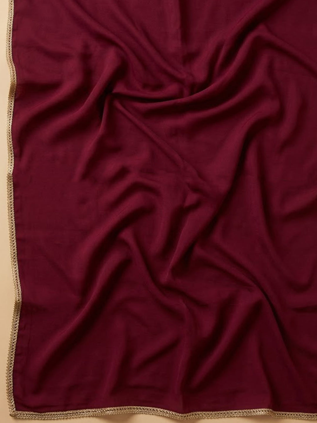 Wine Cotton Blend Embroidered Unstitched Dress Material