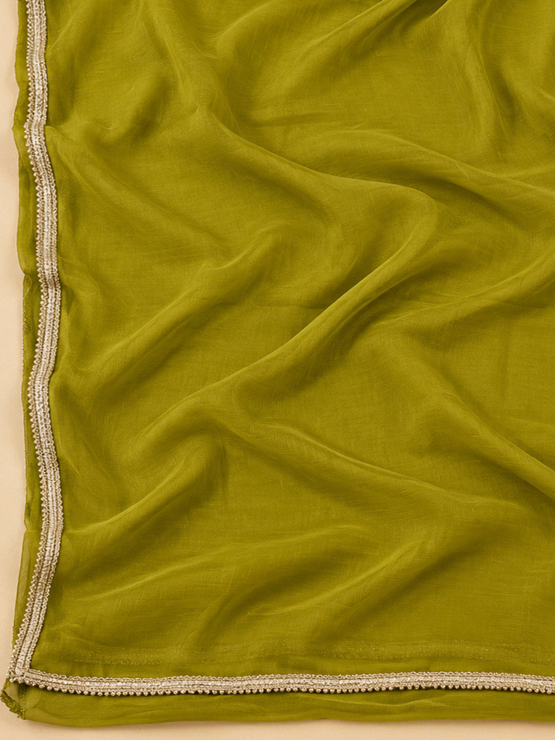 Mehndi Cotton Blend Embroidered Unstitched Dress Material