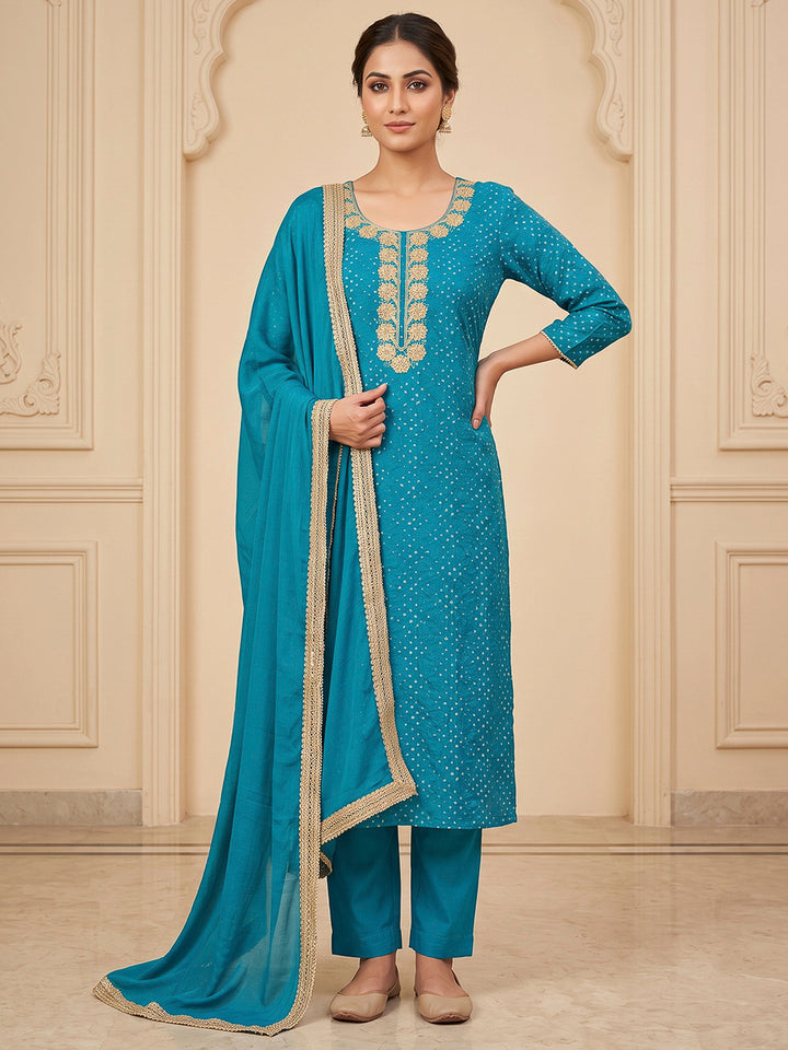 Firozee Cotton Blend Embroidered Unstitched Dress Material