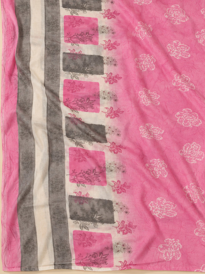 Onion Pink Cotton Blend Embroidered Unstitched Dress Material