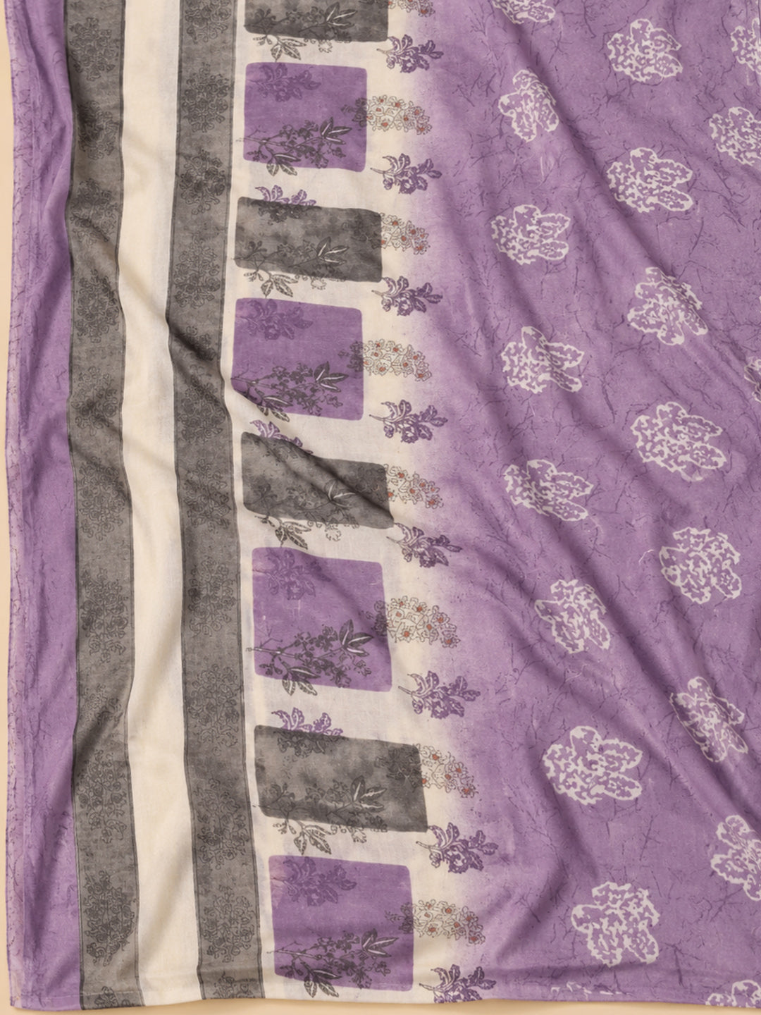 Purple Cotton Blend Embroidered Unstitched Dress Material