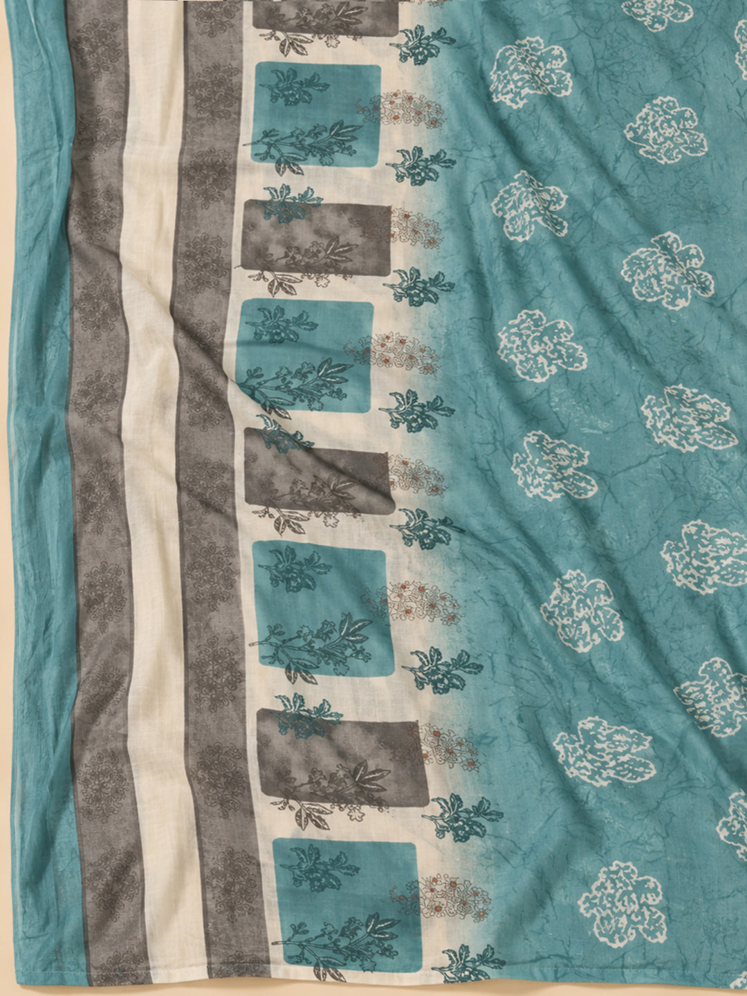 Rama Green Cotton Blend Embroidered Unstitched Dress Material