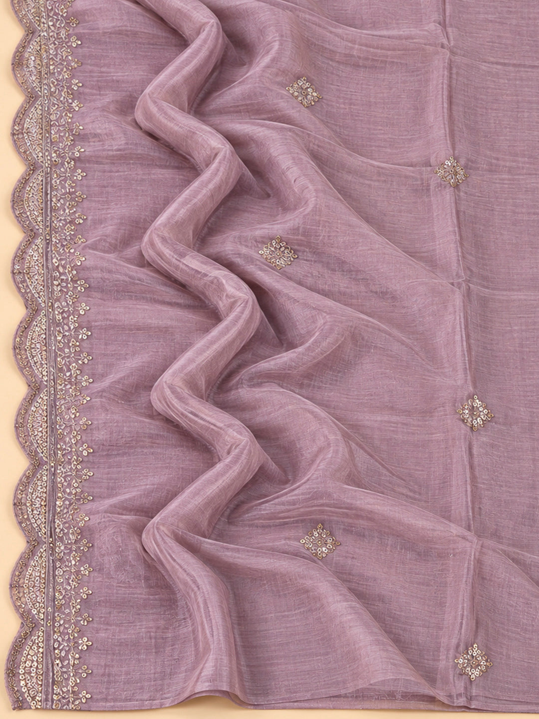 Onion Pink Cotton Blend Embroidered Unstitched Dress Material