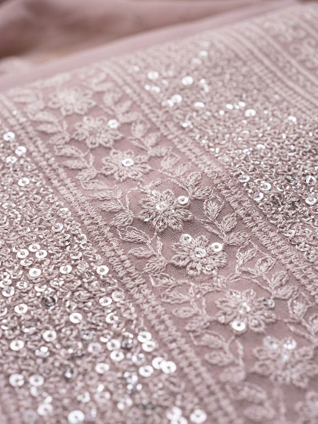 Onion-Pink Georgette Embroidered Unstitched Dress Material
