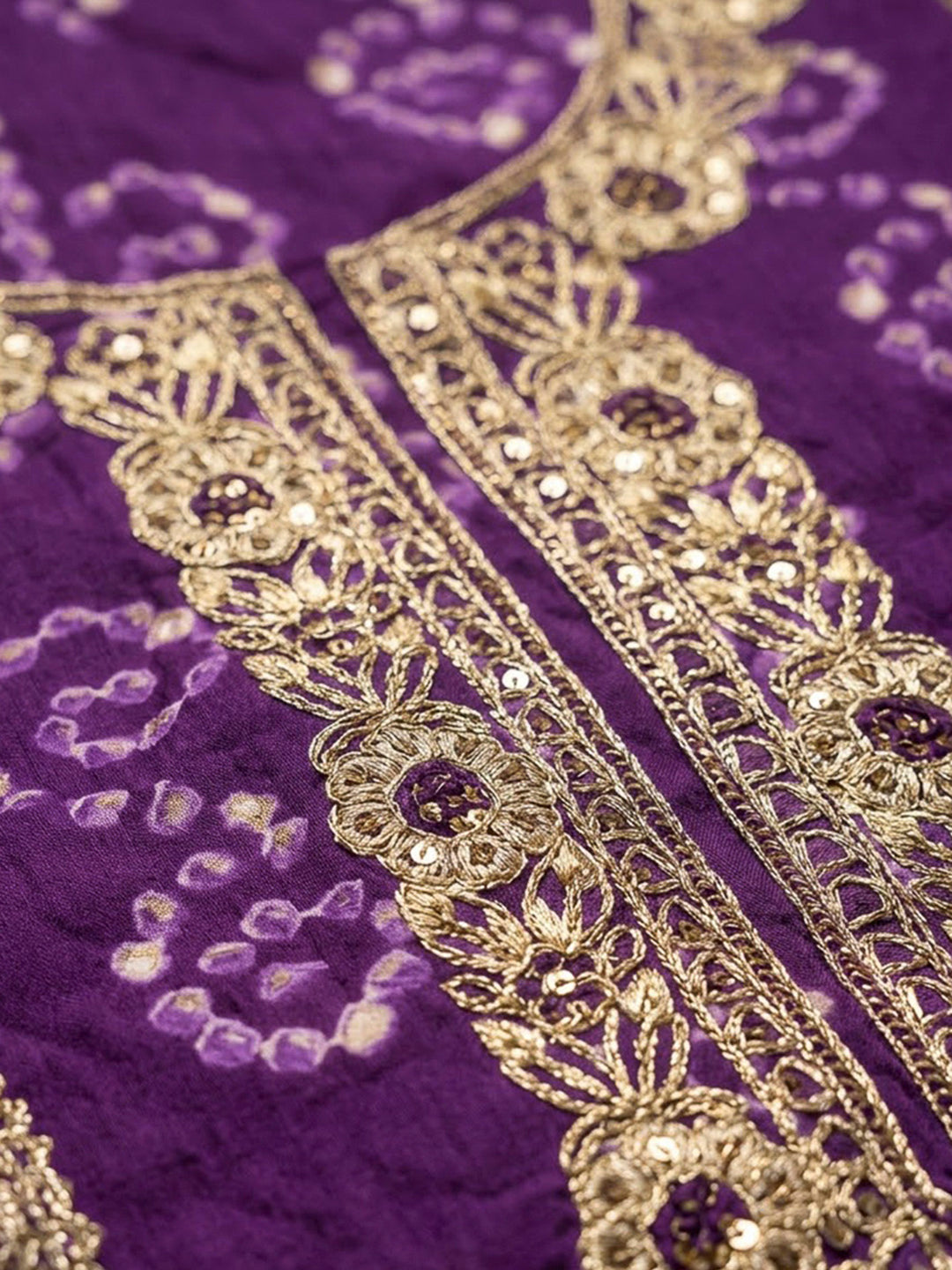 Purple Cotton Blend Embroidered Unstitched Dress Material