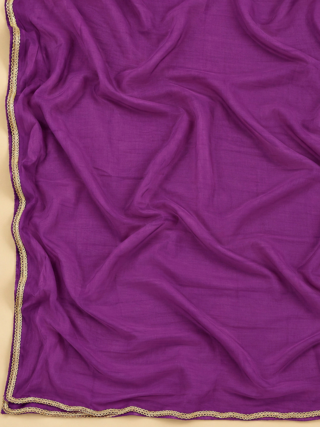 Purple Cotton Blend Embroidered Unstitched Dress Material