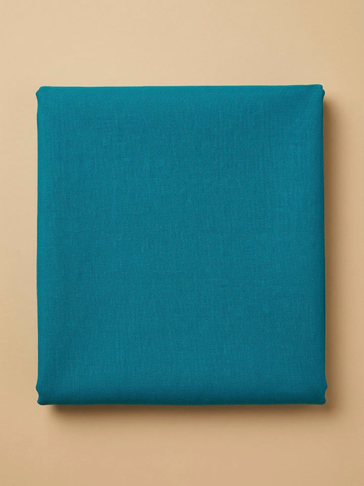 Blue Cotton Blend Embroidered Unstitched Dress Material