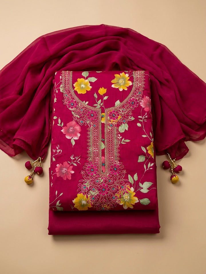 Rani Cotton Blend Embroidered Unstitched Dress Material