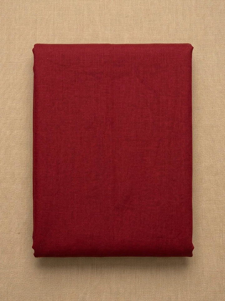 Red Cotton Blend Embroidered Unstitched Dress Material