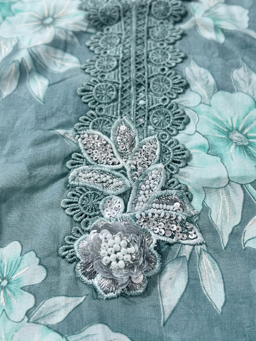 Grey Cotton Blend Printed Unstitched Dress Material