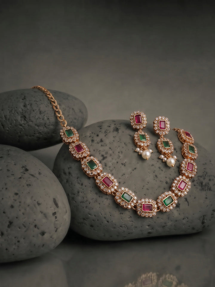 Gold-Multi Imitation Jewelry-Set