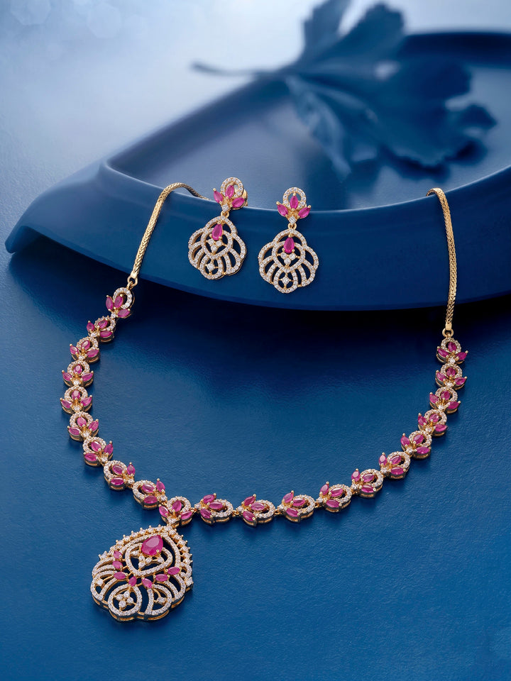 Gold-Ruby Imitation Jewelry-Set