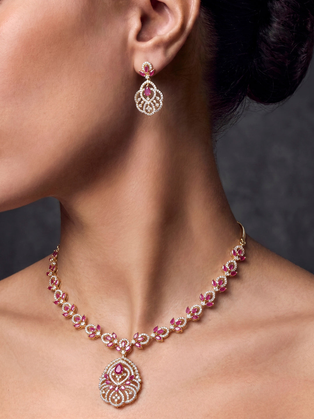 Gold-Ruby Imitation Jewelry-Set