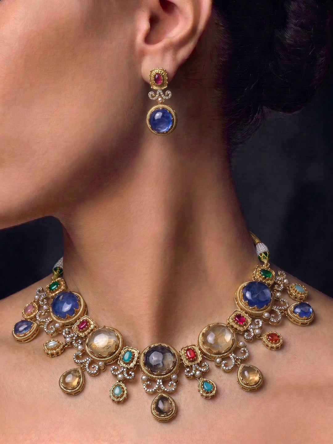 Gold-Multi Imitation Jewelry-Set