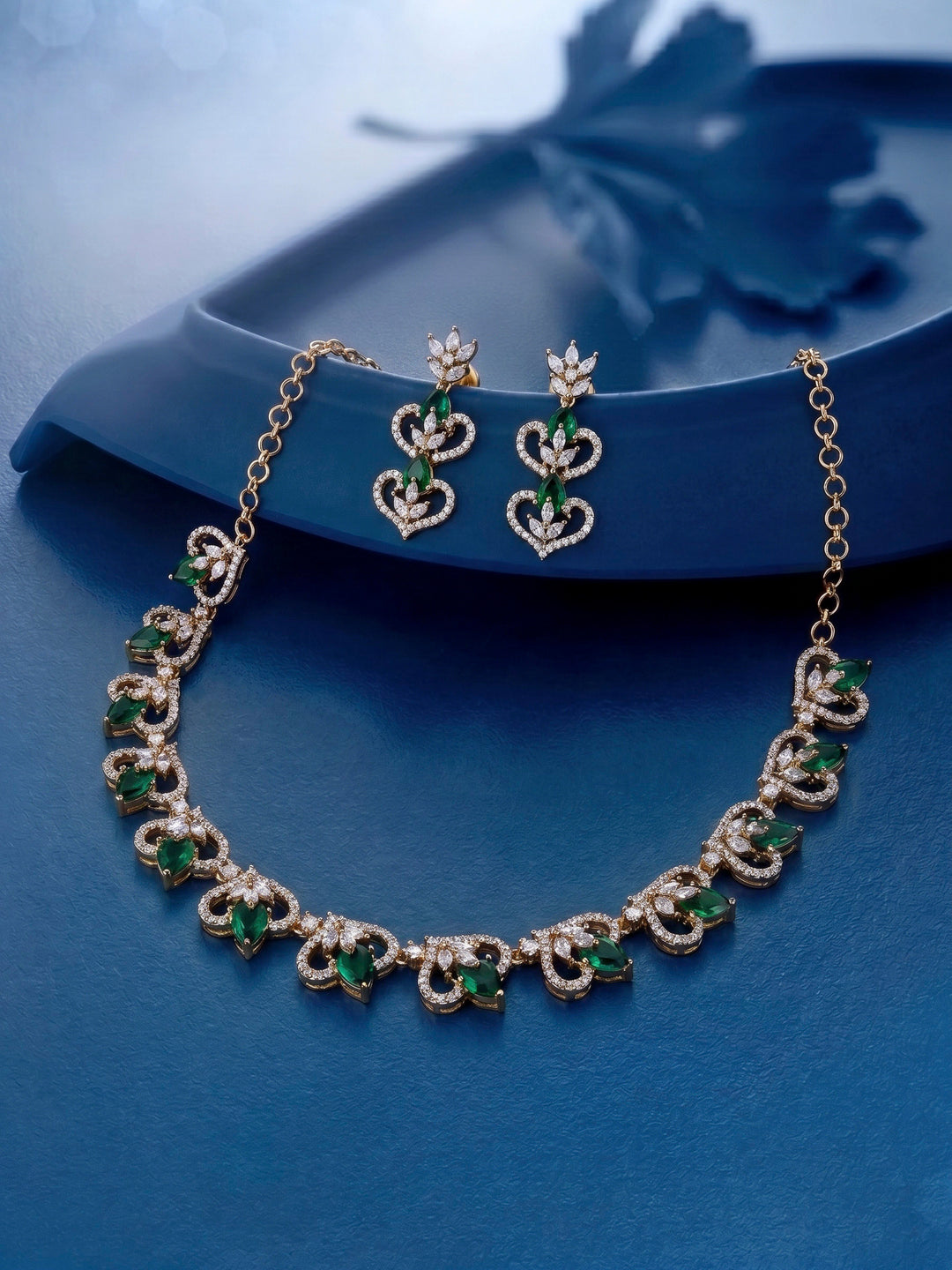 Gold-Green Imitation Jewelry-Set