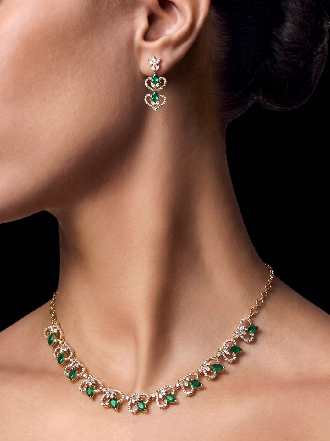 Gold-Green Imitation Jewelry-Set
