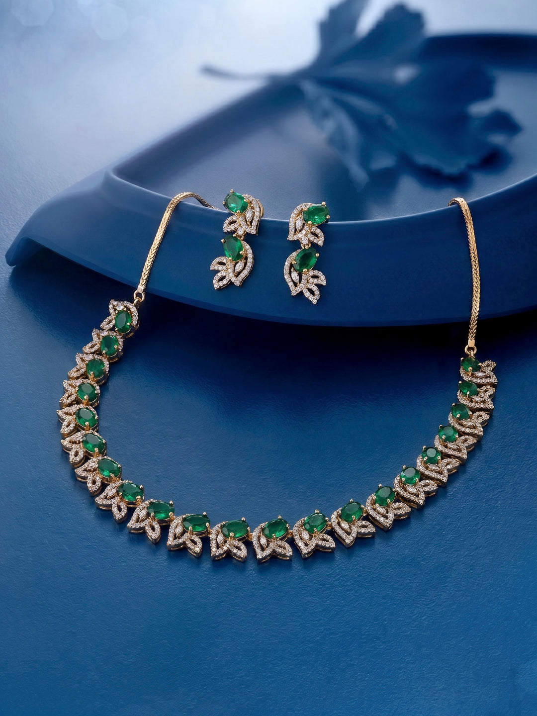 Gold-Green Imitation Jewelry-Set
