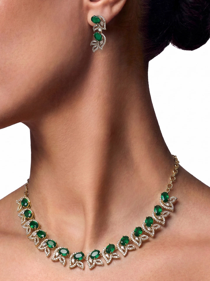Gold-Green Imitation Jewelry-Set