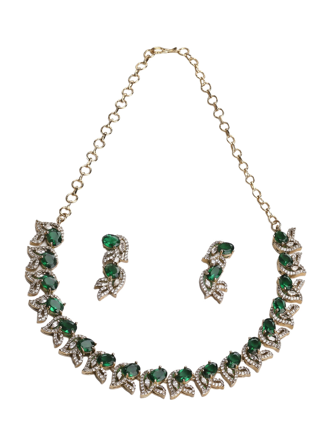 Gold-Green Imitation Jewelry-Set