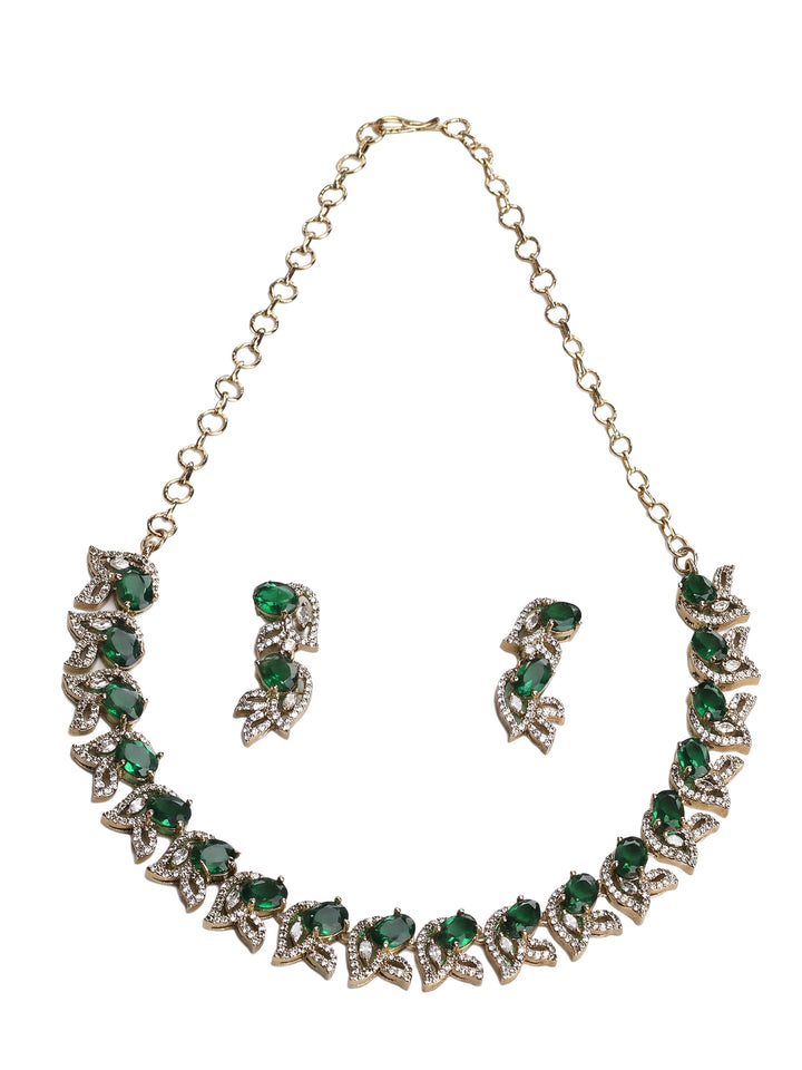 Gold-Green Imitation Jewelry-Set