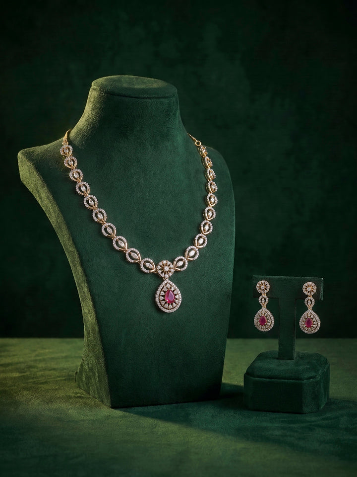 Gold-Ruby Imitation Jewelry-Set