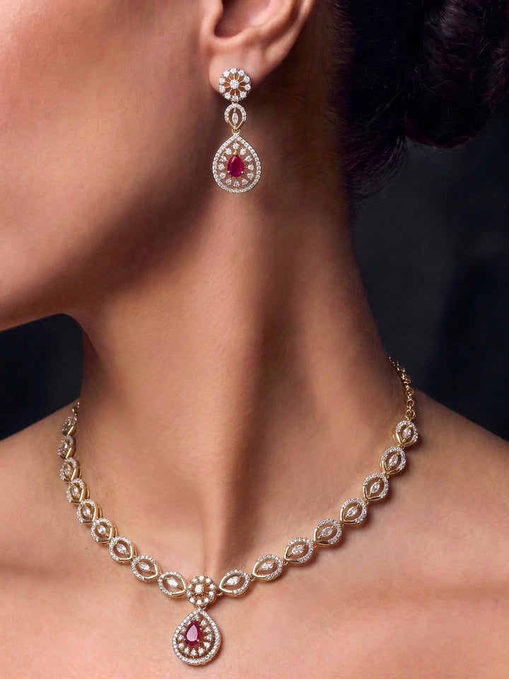 Gold-Ruby Imitation Jewelry-Set