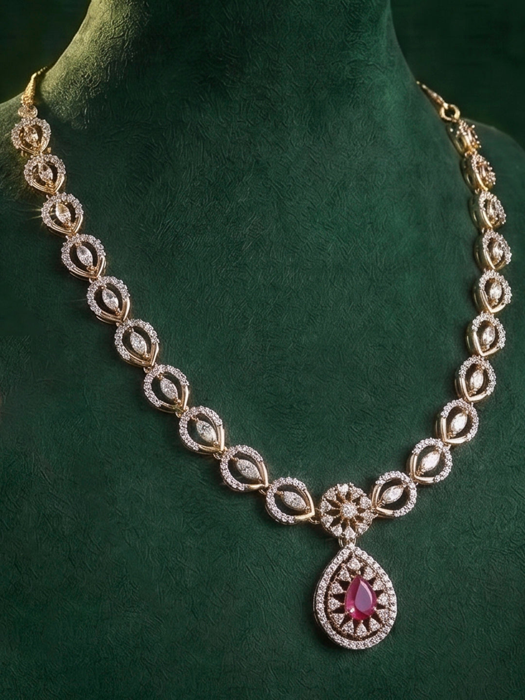 Gold-Ruby Imitation Jewelry-Set