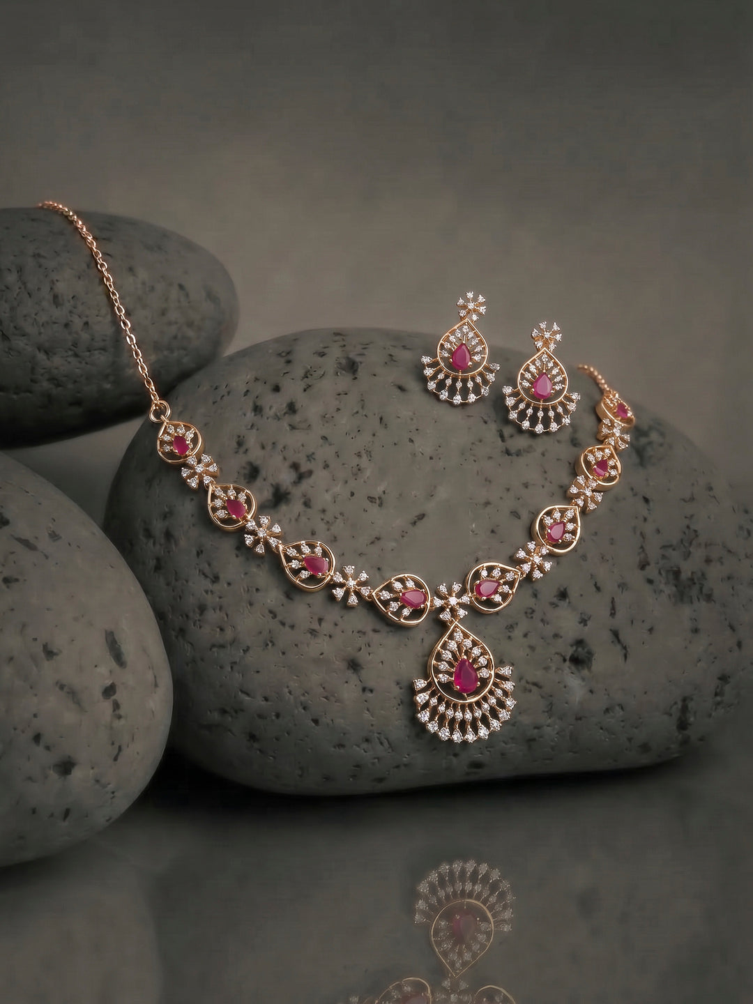 Gold-Ruby Imitation Jewelry-Set