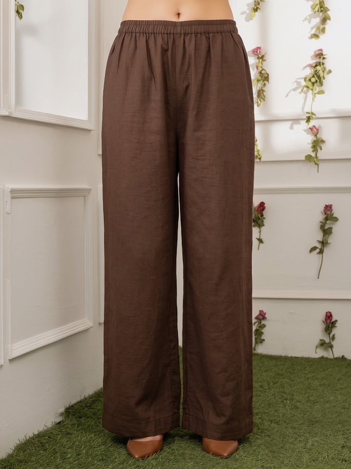 Brown Printed Cotton Blend Kurta With Pant &amp; Dupatta