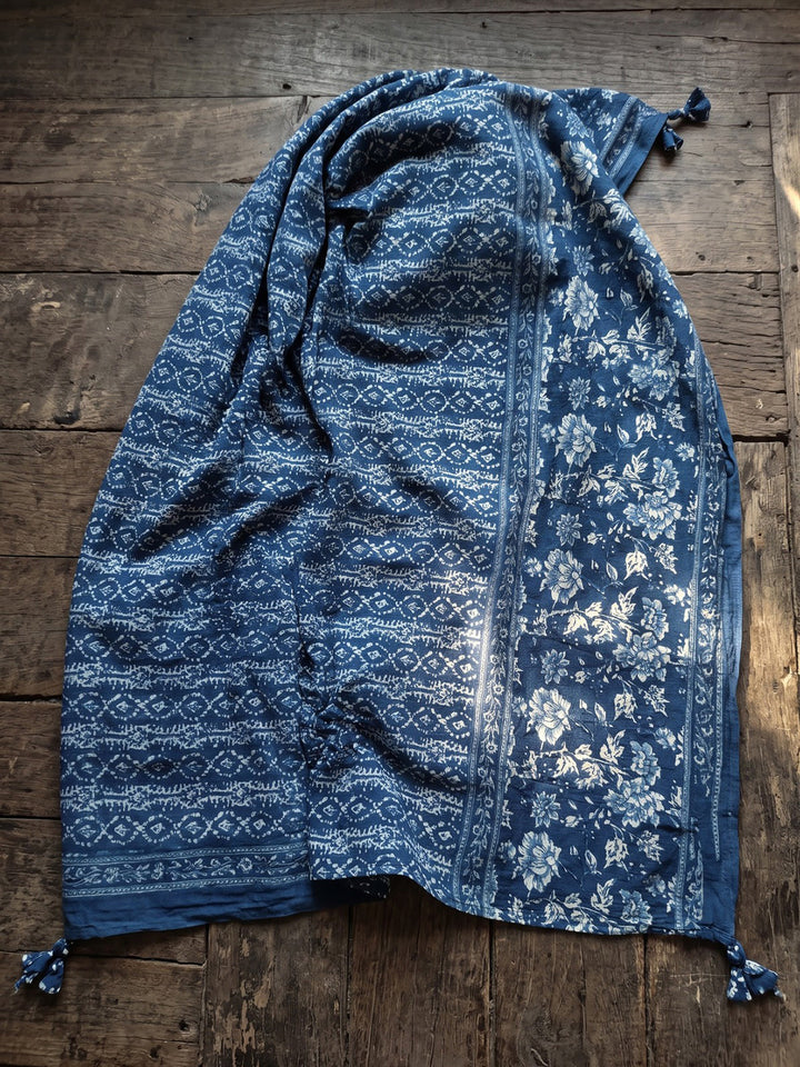 Blue Printed Cotton Blend Kurta With Pant &amp; Dupatta