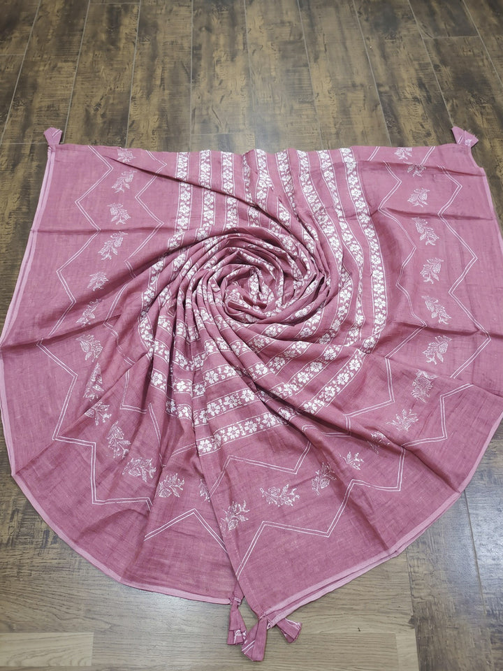 Pink Lt Printed Cotton Blend Kurta With Pant &amp; Dupatta