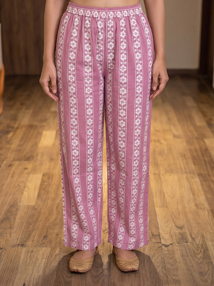 Pink Lt Printed Cotton Blend Kurta With Pant &amp; Dupatta