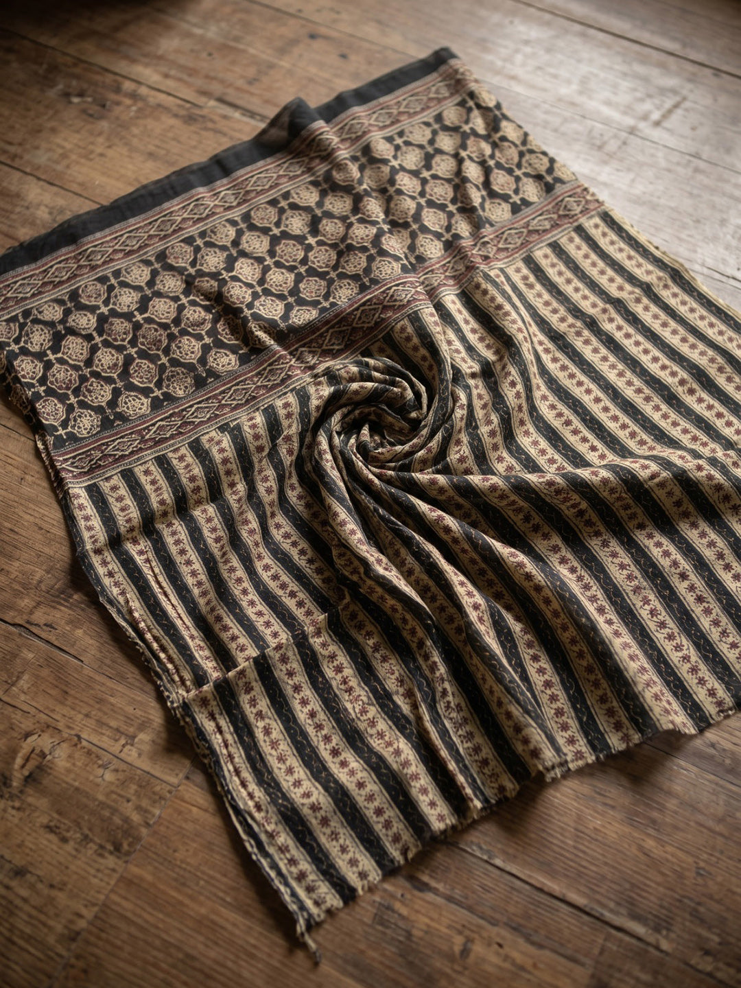 Black Printed Cotton Blend Kurta With Pant &amp; Dupatta