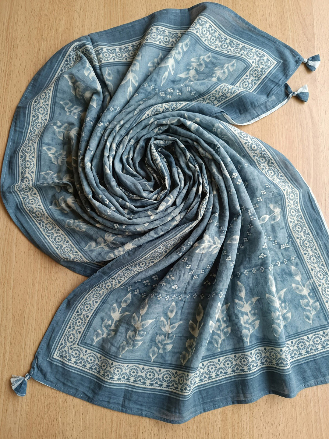 Blue Printed Cotton Blend Kurta With Pant &amp; Dupatta