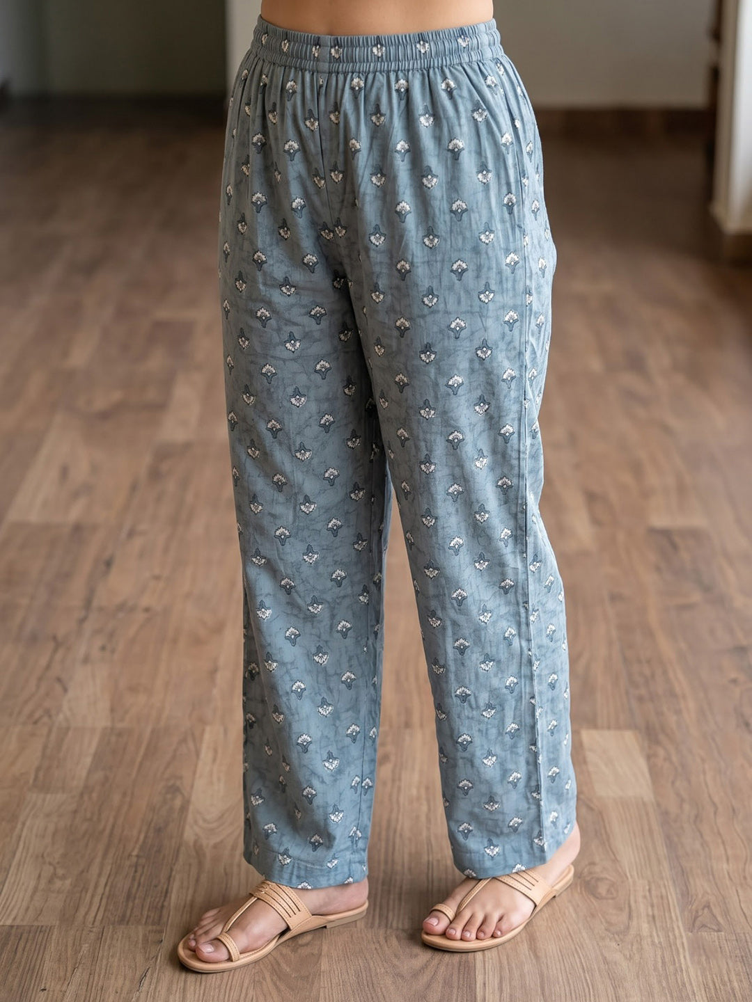 Blue Printed Cotton Blend Kurta With Pant &amp; Dupatta