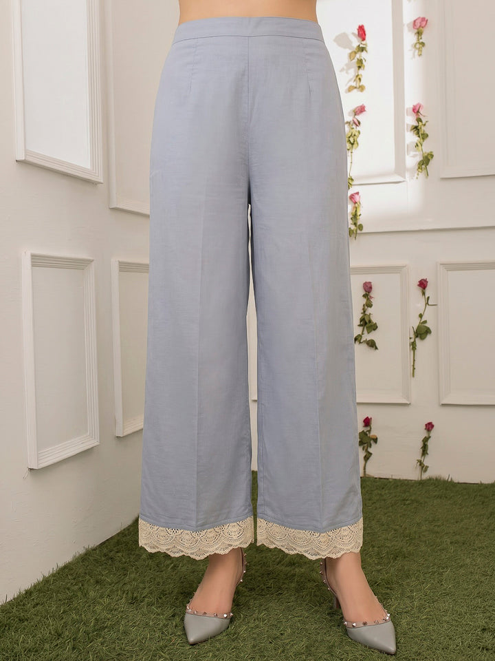Blue Embroidered Cotton Blend Kurta With Pant &amp; Dupatta