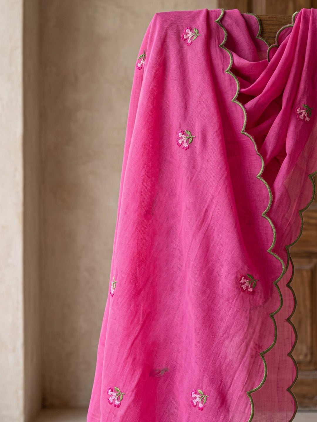Rani Embroidered Cotton Blend Kurta With Pant &amp; Dupatta