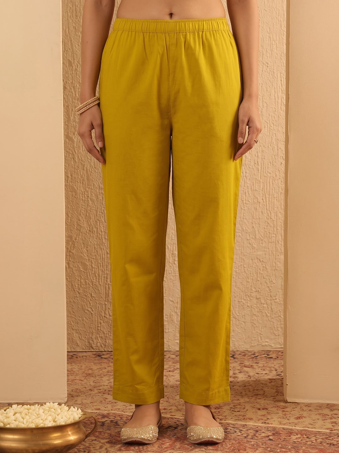 Yellow Embroidered Cotton Blend Kurta With Pant &amp; Dupatta