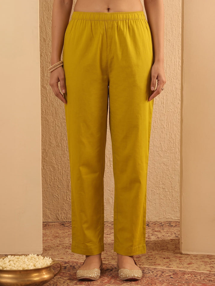Yellow Embroidered Cotton Blend Kurta With Pant &amp; Dupatta