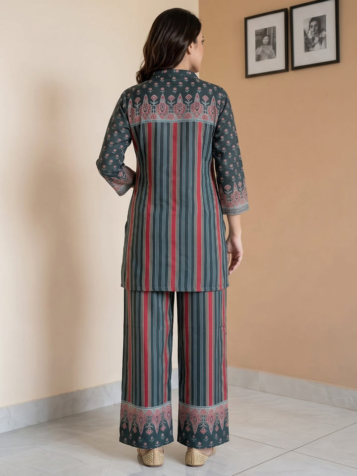 Black Printed Crepe Kurta Set