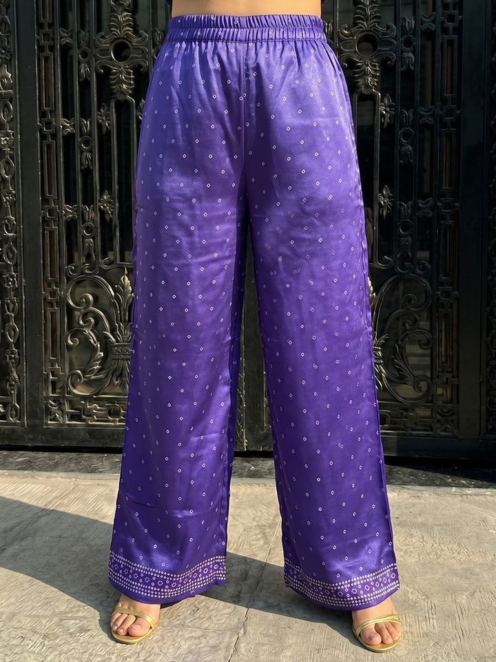 Purple Printed Crepe Kurta Set