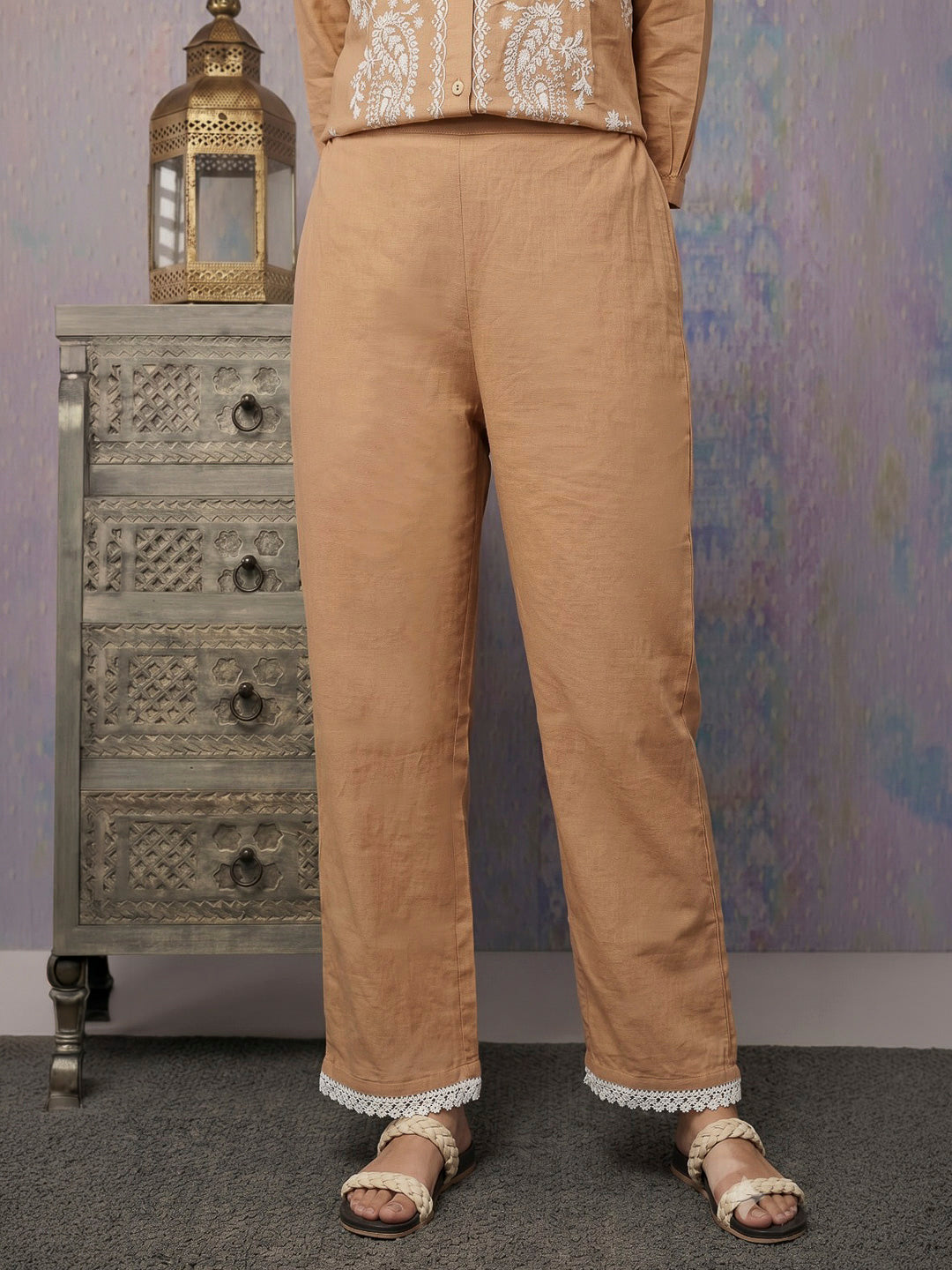 Orange Printed Muslin Kurta Set