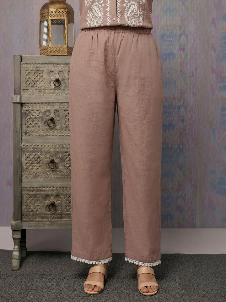 Peach Printed Muslin Kurta Set