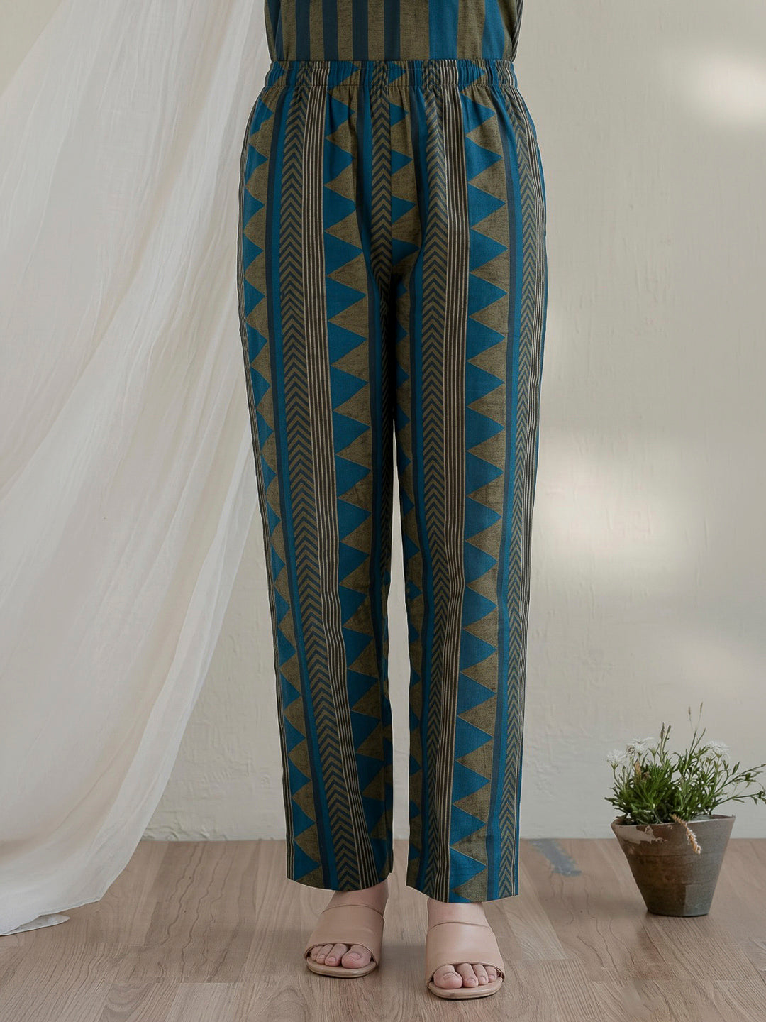 Green Printed Crepe Kurta Set