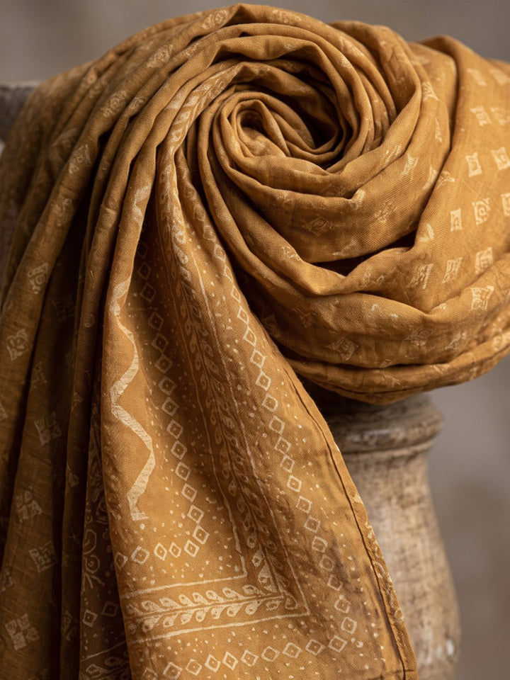Yellow Printed Cotton Blend Kurta With Pant &amp; Dupatta