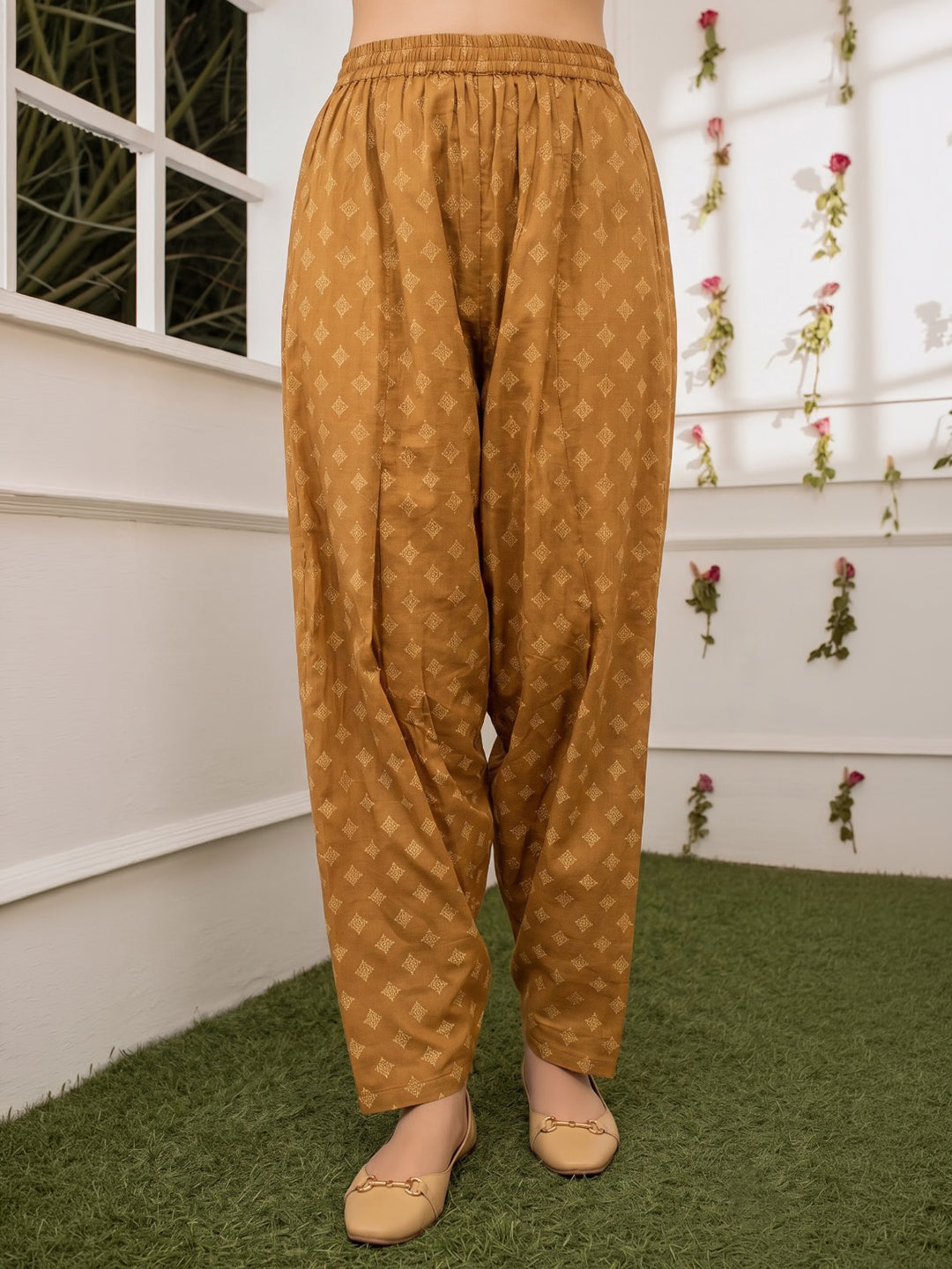 Yellow Printed Cotton Blend Kurta With Pant &amp; Dupatta