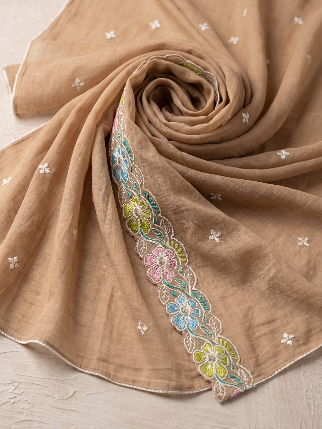 Brown Printed Chanderi Kurta With Pant &amp; Dupatta