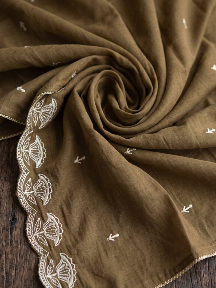 Brown Printed Cotton Blend Kurta With Pant &amp; Dupatta