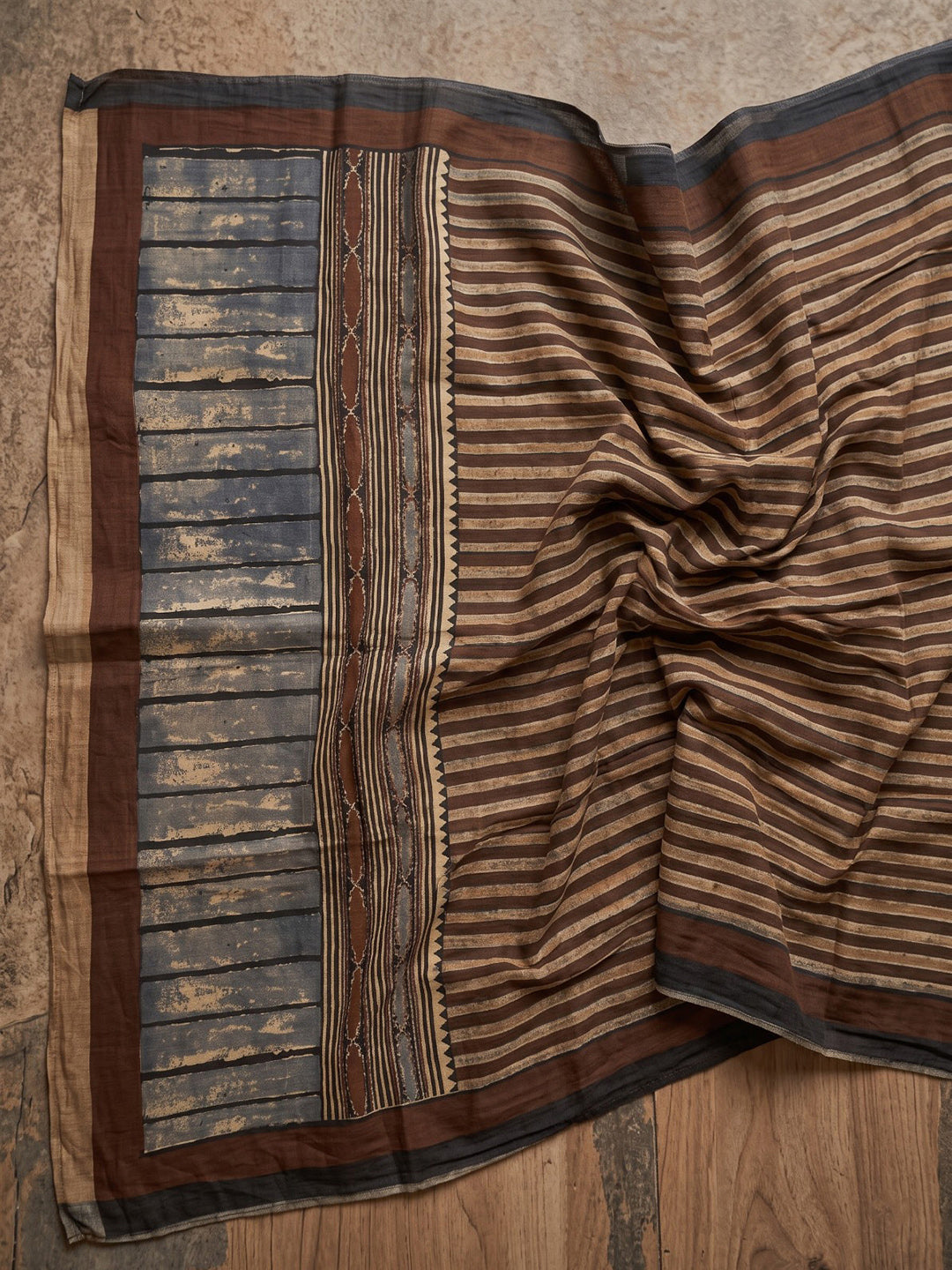 Brown Embroidered Cotton Blend Kurta With Pant &amp; Dupatta