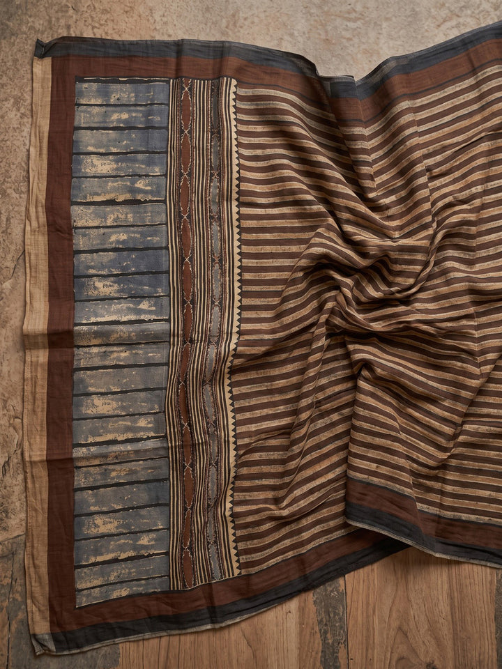 Brown Embroidered Cotton Blend Kurta With Pant &amp; Dupatta